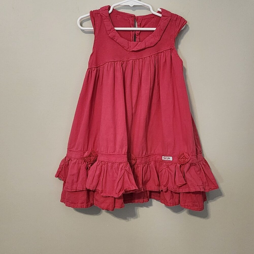 Naartjie sz 4 girls pink summer dress rosette ruffles vtg